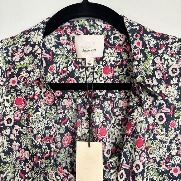 cinq a sept Dresses & Skirts - NWT Cinq A Sept Anthropologie Floral Print Layered Dress Tie Up Shacket sz 2